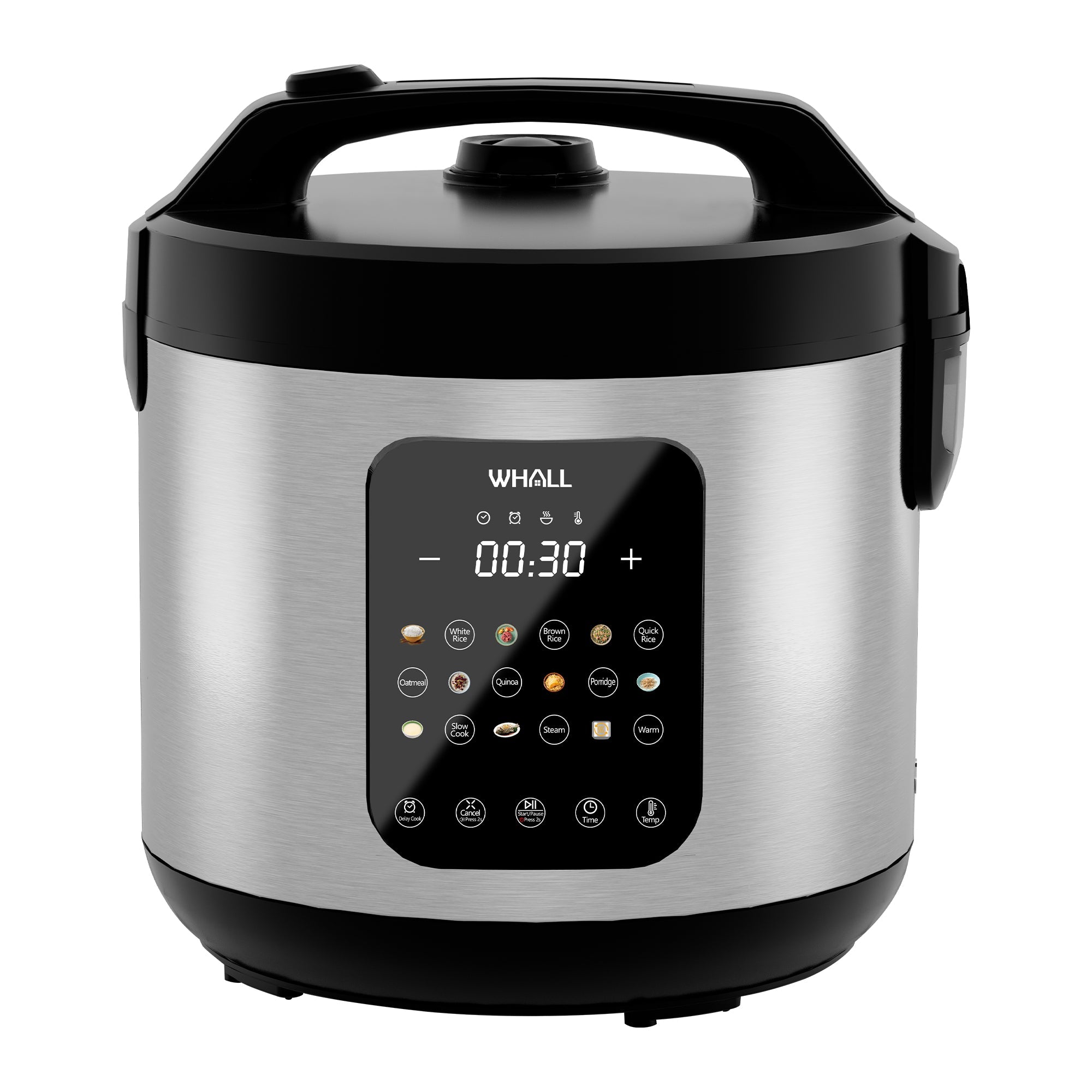 WHALL Digital Rice Cooker 10-Cup (Uncooked) / 20-Cup (Cooked), Steamer, Multicooker, Slow Cooker, Oatmeal, Auto Keep Warm, 5 Qt, Stainless Steel New