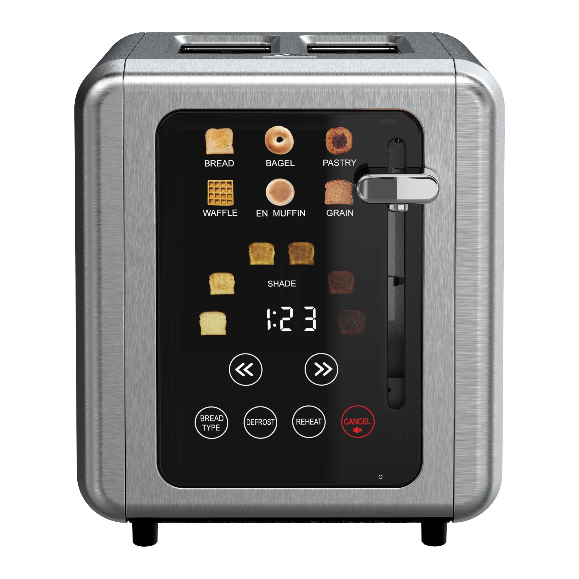 WHALL® Touch Screen Toaster 2 & 4 Slice | Stainless Steel, Digital Timer, Sound | 6 Bread Types & Shades