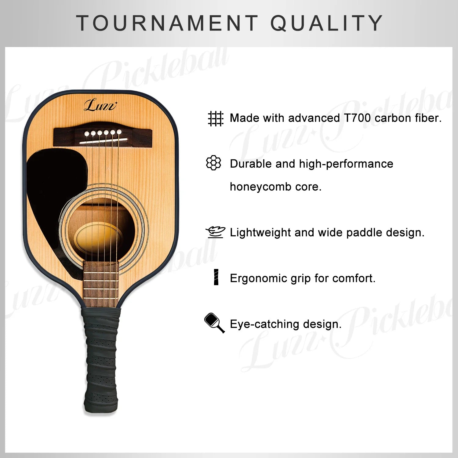 Luzzpickleball Guitar Groove Original Paddle (16mm) T700 Carbon Fiber