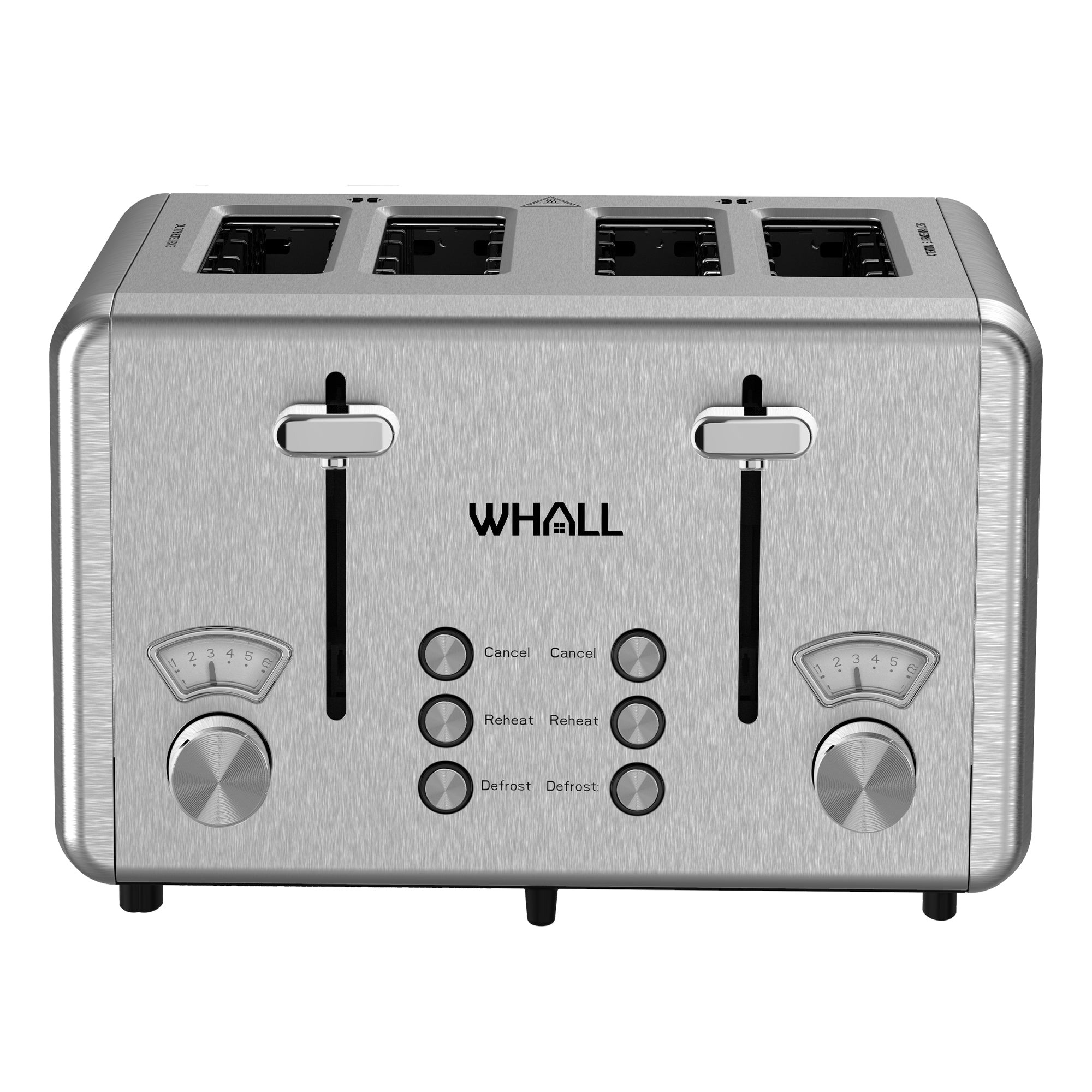 WHALL® Knob Toaster 2 & 4 Slice | Stainless Steel, Digital Timer, Sound | 6 Bread Types & Shades