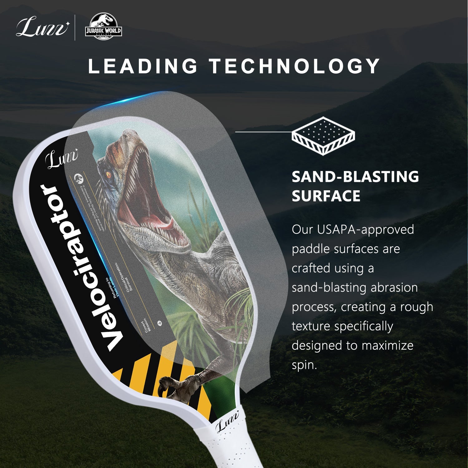 Luzzpickleball Velociraptor Original Paddle (16mm) T700 Carbon Fiber