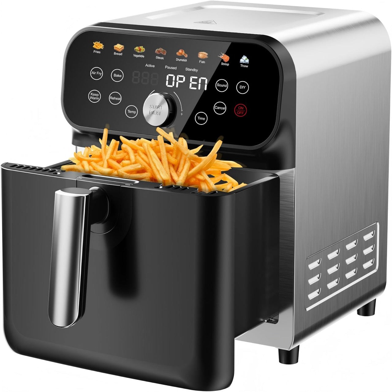 WHALL® 6.2QT Air Fryer Oven, 12-in-1 Cooking Functions, Stainless Steel