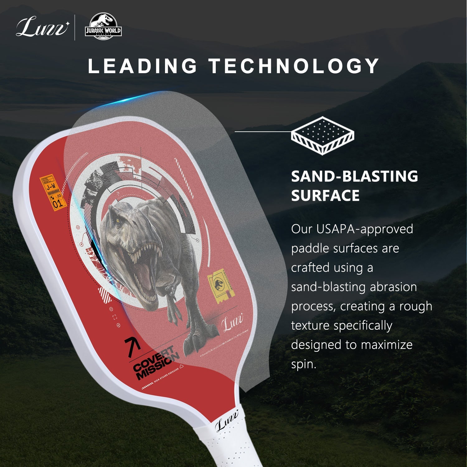 Luzzpickleball Covert Mission Original Paddle (16mm) T700 Carbon Fiber