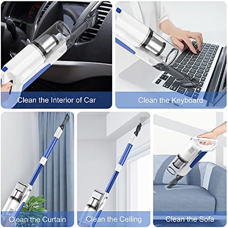 WHALL® EV-691 Cordless Vacuum Cleaner, Upgraded 25Kpa Suction 280W Brushless Motor 4 in 1 Cordless Stick Vacuum Cleaner