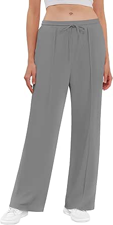 LUXEBOLD Pants Ladies Womens Solid Color Loose Fit Casual Ladies Pants Wide Leg Pants Straight Leg, High Waist Stretch Pants with Pockets Running Exercise Cycling for Any Occasion (S-2XL)