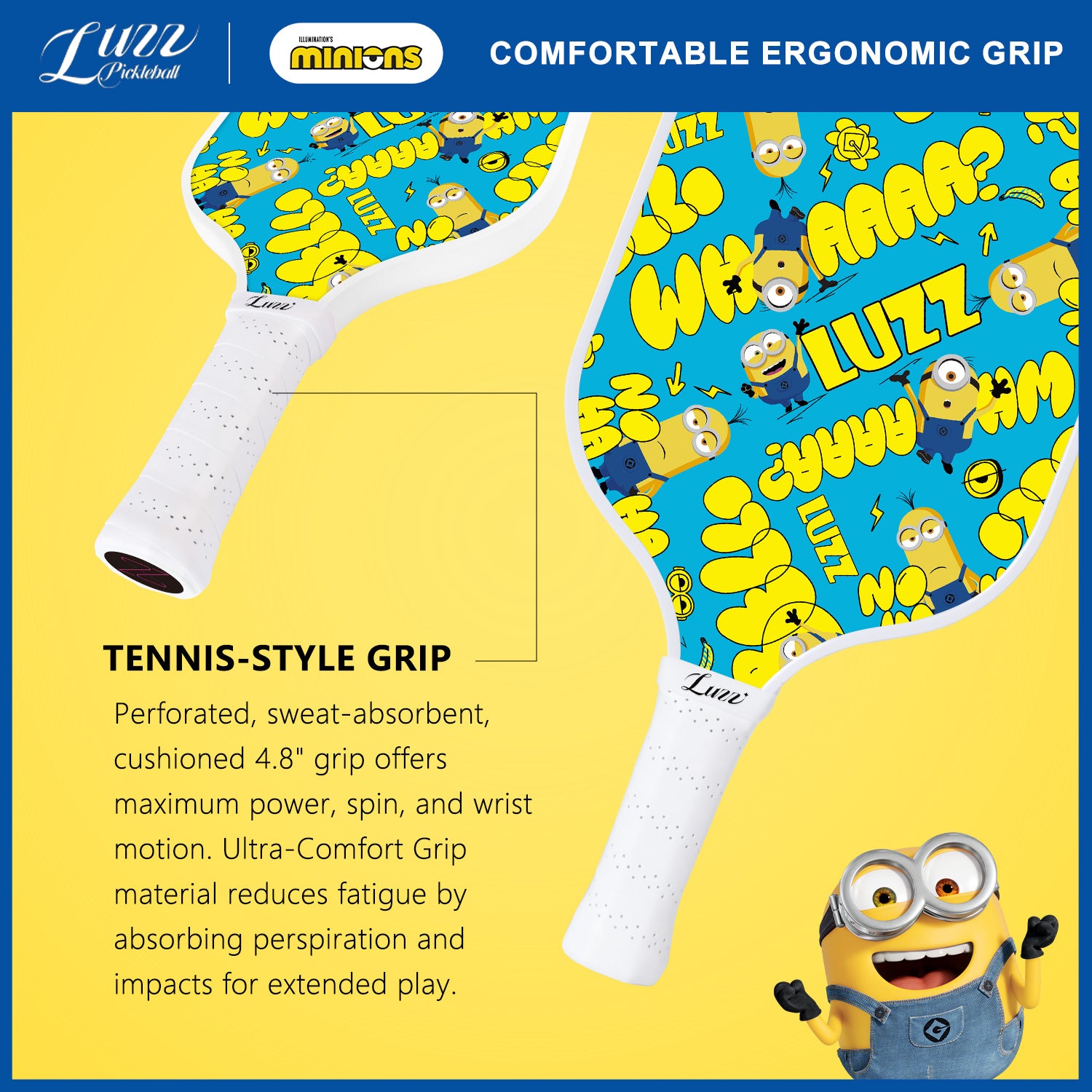 Luzzpickleball Minions Wham Original Paddle (16mm) T700 Carbon Fiber