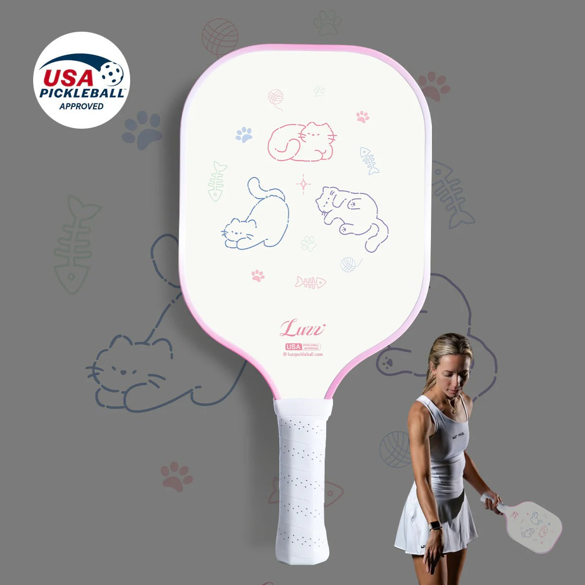 Luzzpickleball Purr Original Paddle (16mm) T700 Carbon Fiber|Sandblasted Surface