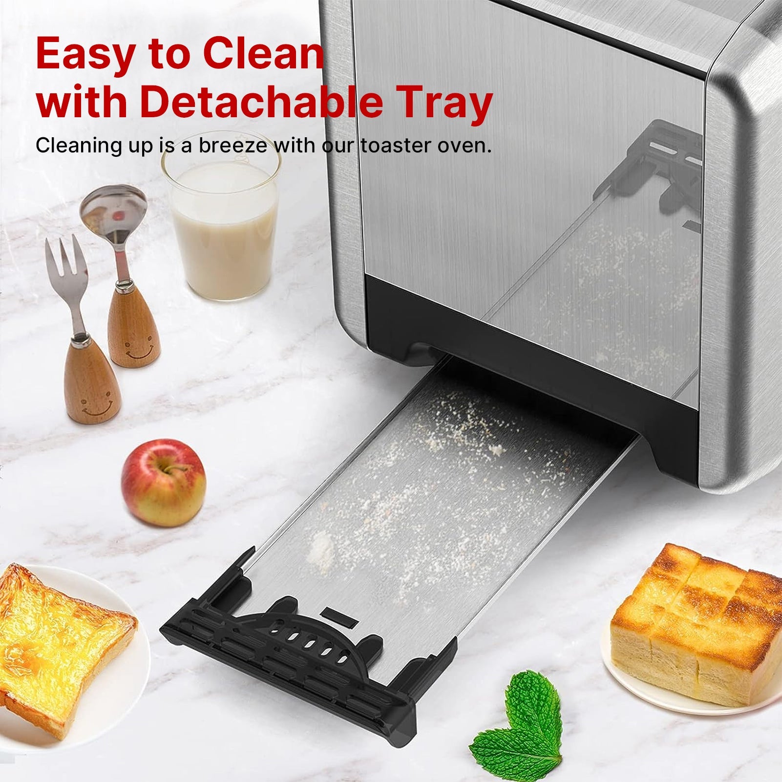 WHALL® Touch Screen Toaster 2 & 4 Slice | Stainless Steel, Digital Timer, Sound | 6 Bread Types & Shades