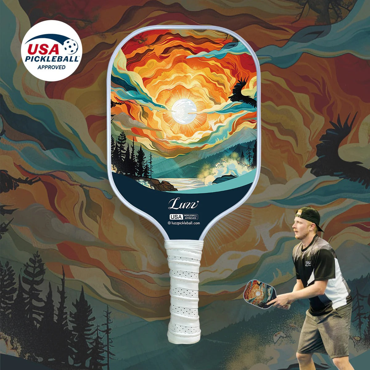 Luzzpickleball Sunset Art Original Paddle (16mm) T700 Carbon Fiber